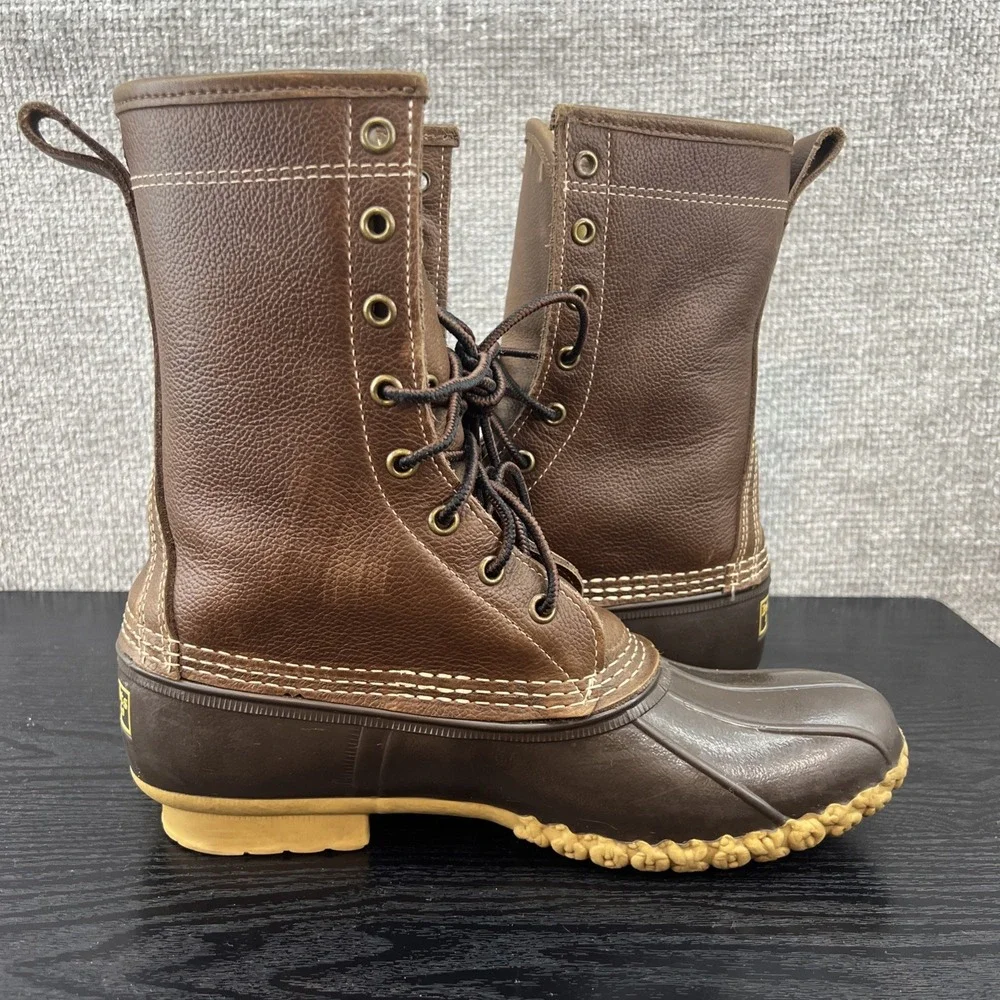 L.L. Bean‎ Women's Bean Boots 9N Narrow Brown Shearling Leather Vintage 90's New